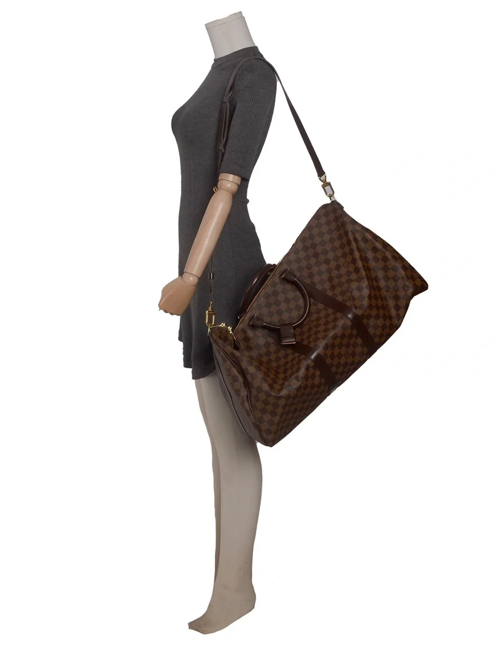♥️Louis Vuitton Keepall 55 Large GM Brown Damier Ebene Leather Satchel Handbag♥️